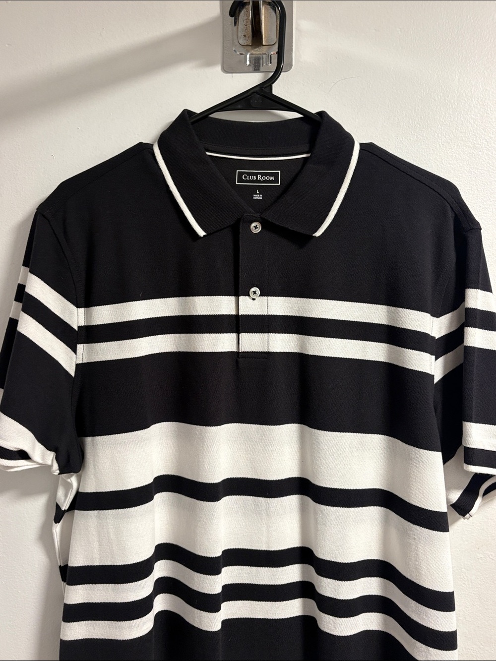 NWOT Mens Black/White Polo Size Large - Picture 3 of 4